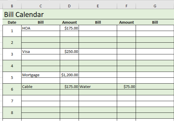 Bill Calendar – Never Miss a Due Date Again