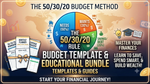 The 503020 Budget Template Bundle showcasing the 50/30/20 budgeting method with pie chart and financial planning tools.