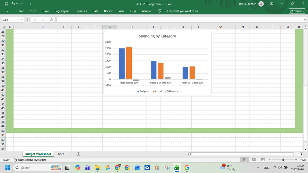 50/30/20 Budgeting Template